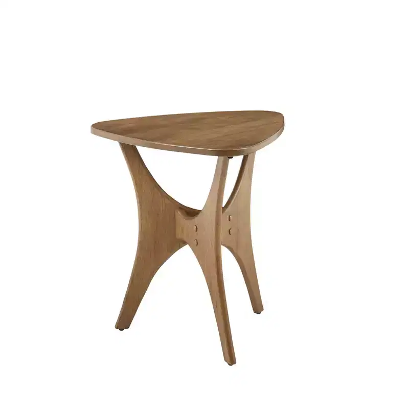 GDFStudio Calder Triangle Wood Side Table with Cross Base
