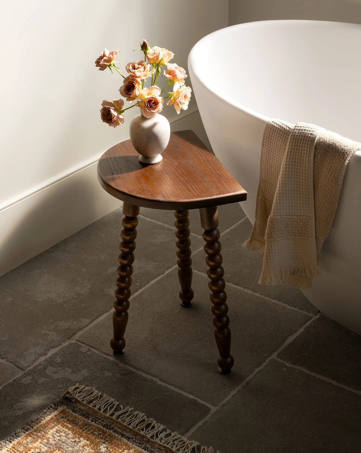 Scandinavian Solid Wood Stool with Natural Finish for Living Room