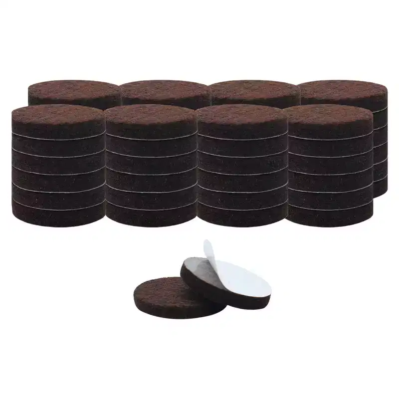 Unique Bargains Round Self-Stick Non-Slip Anti-Scratch Floor Protector Furniture Felt Pads Dark Brown 50 Pcs