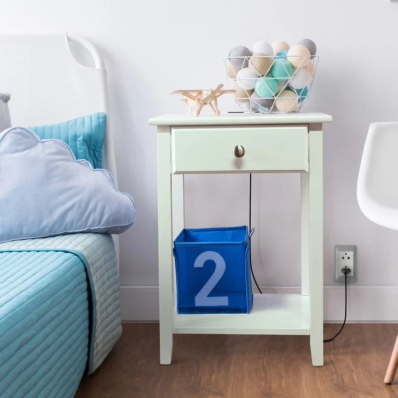 1-Drawer Solid Wood Nightstand with 4 USB Charging Ports – 3 Finishes