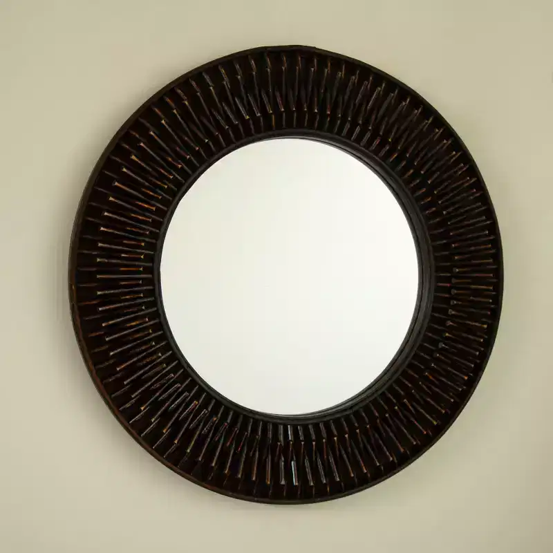 GDFStudio Aura Mid-Century Modern Bamboo Wall Mirror
