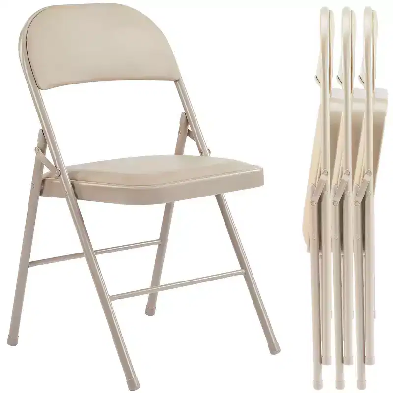 4-Pack PU Leather Metal Frame Folding Dining Chairs