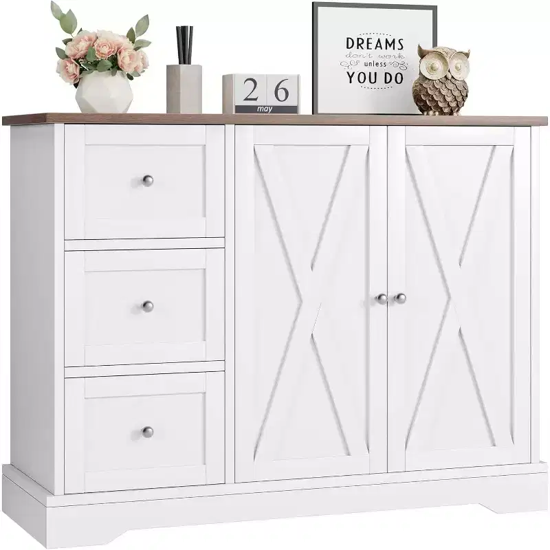 COZONY Sideboard Buffet Cabinet with Storage, Kitchen Cabinet with Drawers and Doors, Multi-Functional Coffee Bar Cabinet for Living Room Dining Room