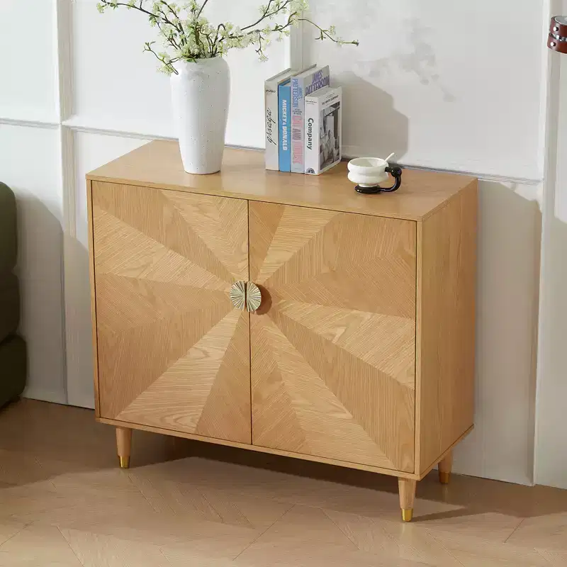 JVNOXK 39.4-inch Vintage Wooden Sideboard with Storage, Decorative Door Design, Double-Door Storage Sideboard, Living Room Style - Wood