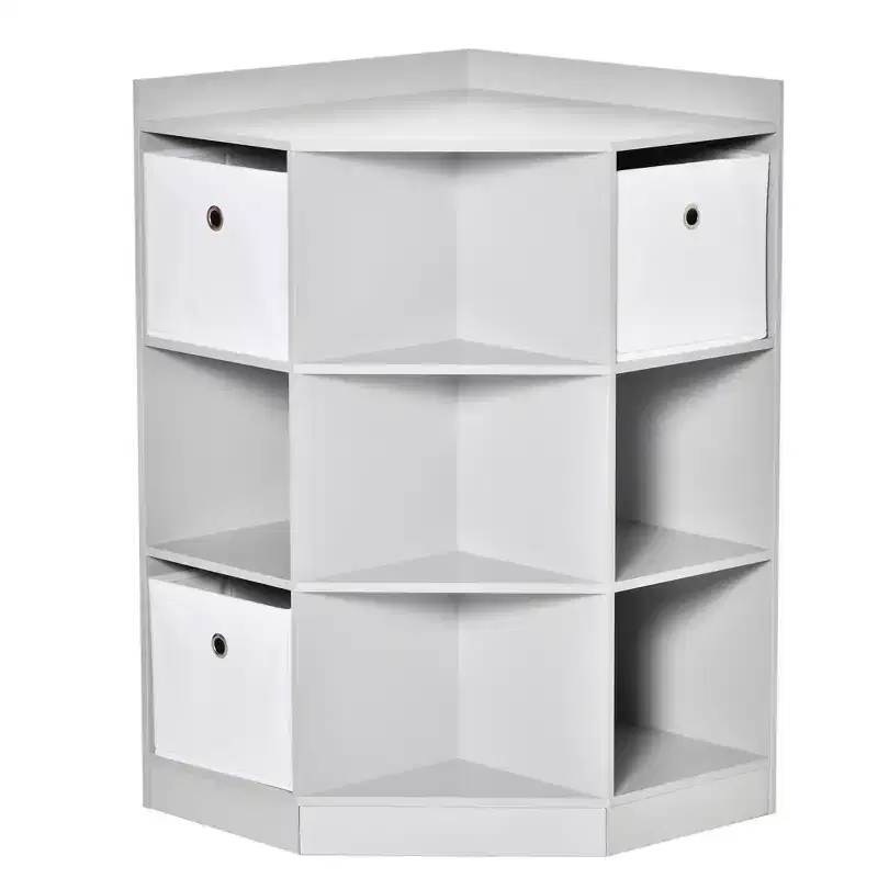 HOMCOM Wooden Kids Cabinet Freestanding Corner Storage Drawer Toys Clothes Books Organizer Dresser Children Bookcase Display Shelf Wardrobe for Bedroom with Anti-toppling Hardware Drawers