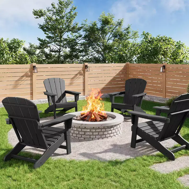 Oversized HDPE Adirondack Patio Chairs Set of 4  380 LB Heavy Duty  Weather Resistant Poly Lumber, Ideal for Deck, Pool, Porch, Fire Pit