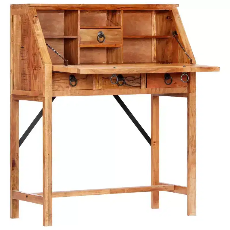 vidaXL Writing Desk Brown Solid Acacia wood Medium Desk Rectangular