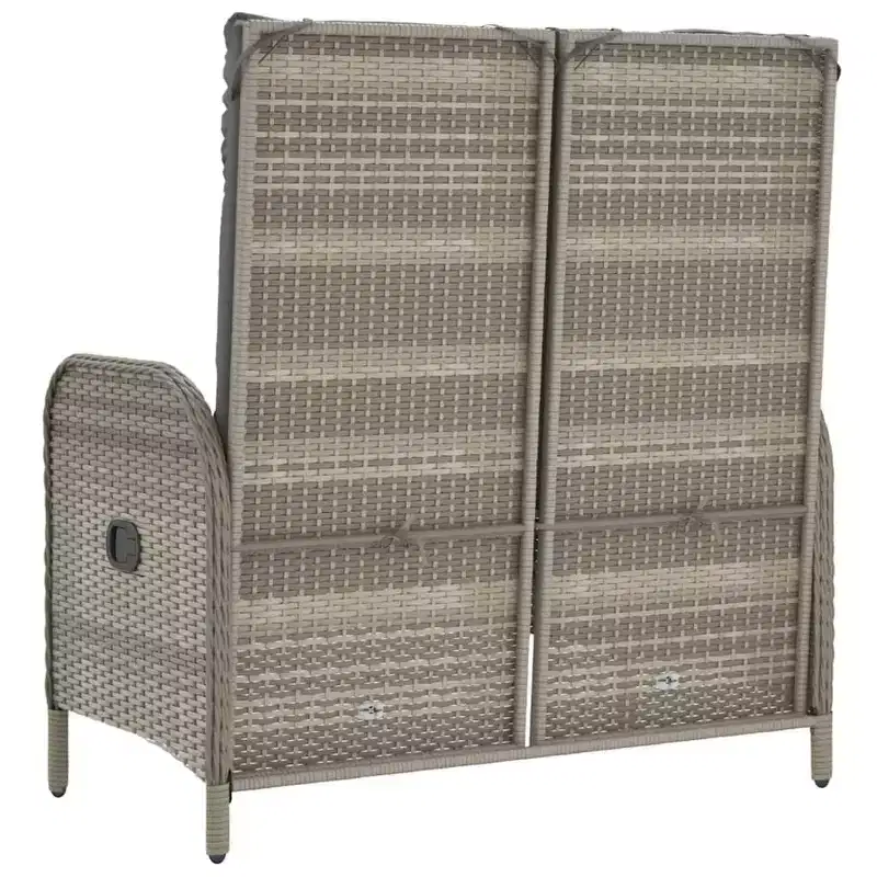Reclining Garden Bench Grey PE rattan 42.1 in wide