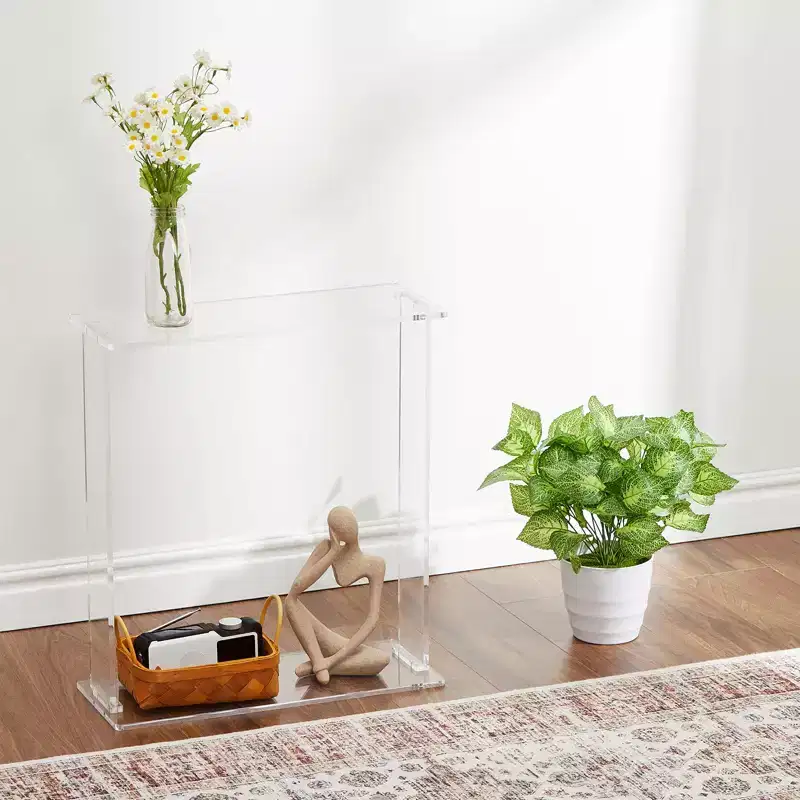 Modern Acrylic Console Table Transparent Narrow Side Table (for Living Room/Dining Room/Entryway)