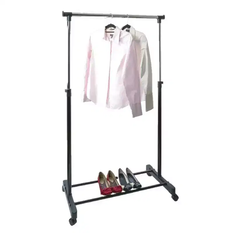 Stainless Steel Double Rod Clothes Rack Black