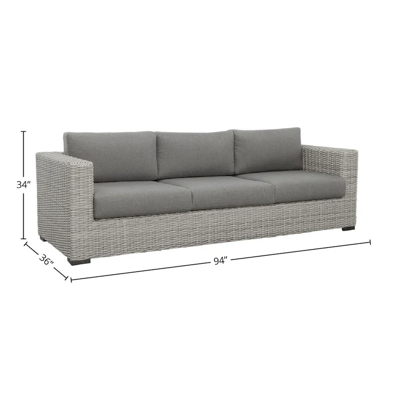 Bogra Rattan Outdoor Wicker Sofa, Gray