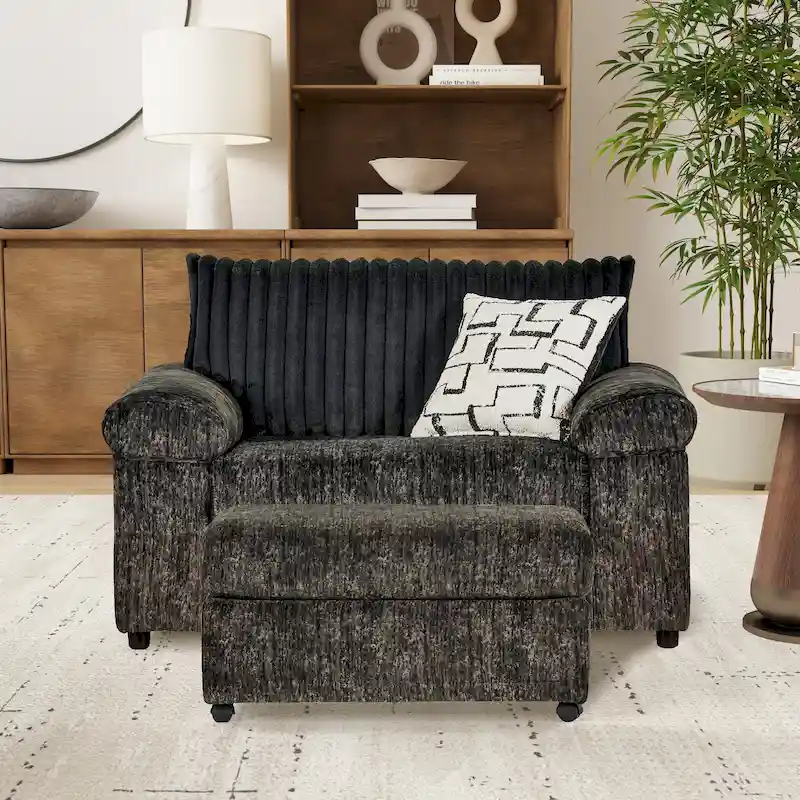 Nason Wide Wale Corduroy Cuddle Chair and Ottoman