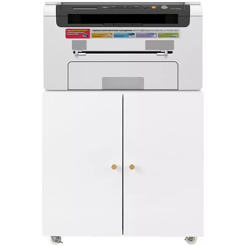 VIYET 23.6x23.6x23.6 Metal Mobile Printer Stand, Adjustable Shelf File Cabinet with Locking Wheels (White)