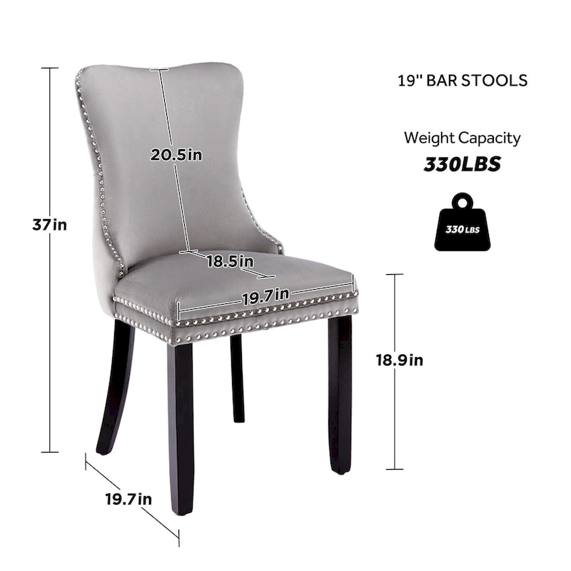 KATA Velvet Upholstered Wingback Dining Chairs Set of 4