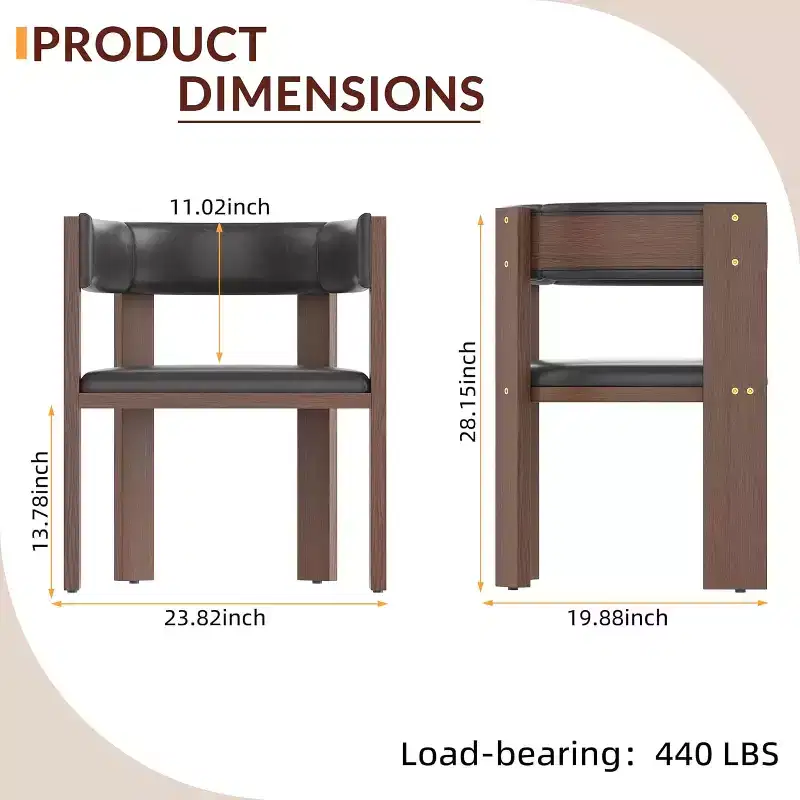 Dining Chair Set of 4,Modern Kitchen Chairs with Wood Frame & Curved Backrest for KitchenDining RoomLiving Room