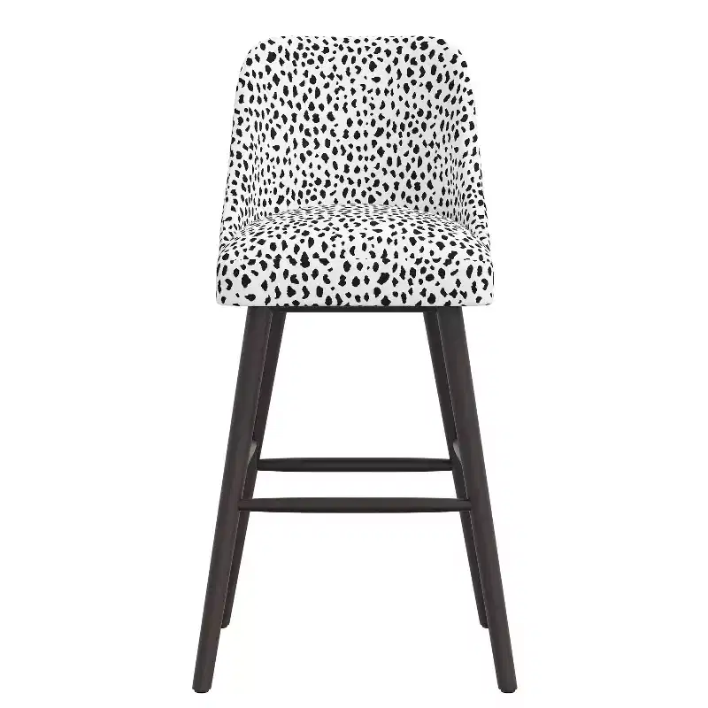 Rounded Back Upholstered Barstool in Pattern Fabric