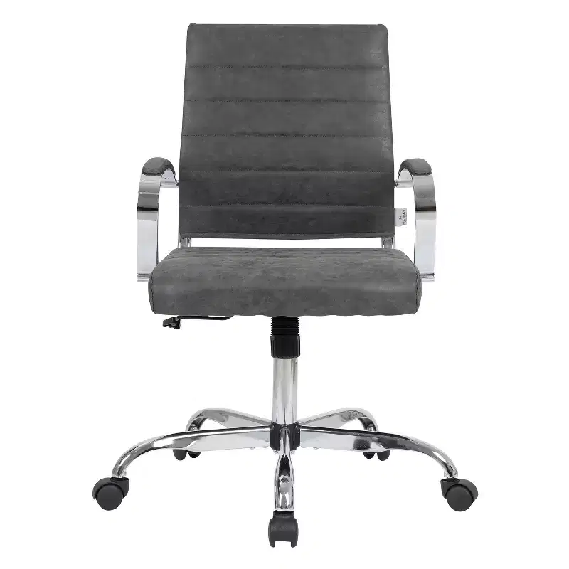 HomeStock 38.6 in.H Fixed Height Black Faux Leather Seat Material with Casters/Wheels Office Chairs
