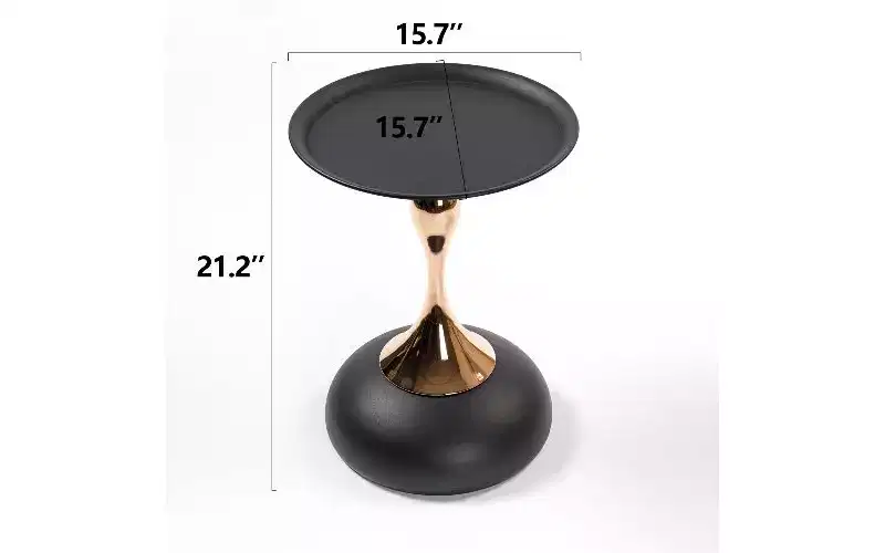 Mermaid Tail Pedestal Round Side Table, Anti-Rust Metal Tray Top Small Coffee Table, Versatile Accent Table, End Table for Living Room