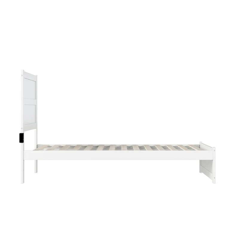 Twin Extra Long Bed with Footboard in White
