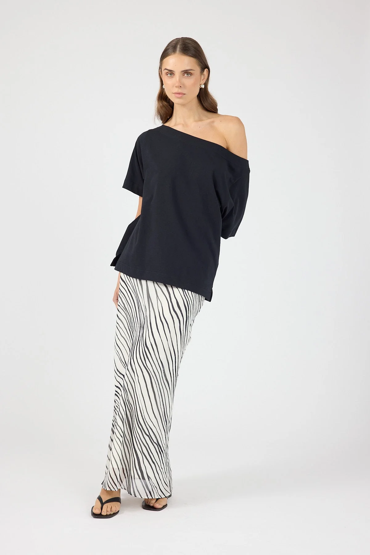 Maxi Skirt Black/White Stripe