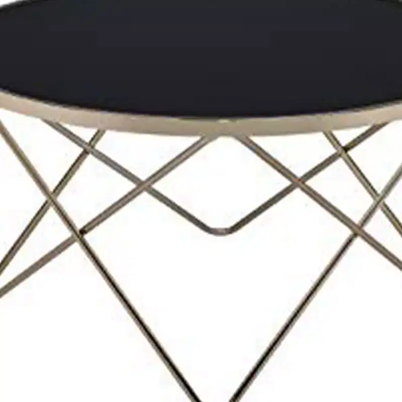 Royal Hampton Coffee Table, Black Glass & Gold