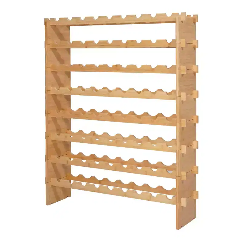 VEVOR 72 Bottle Stackable Modular Wine Rack, 8-Tier,Floor Freestanding Wine Storage Rack,Sturdy Wines Holder Display Shelf, Wobble-Free Shelves,Brown