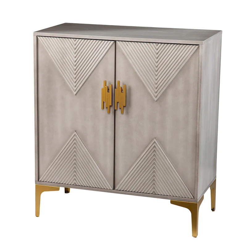 SEI Furniture Laurelvale Grey Wood Cabinet w/ Goldtone Legs/Pulls