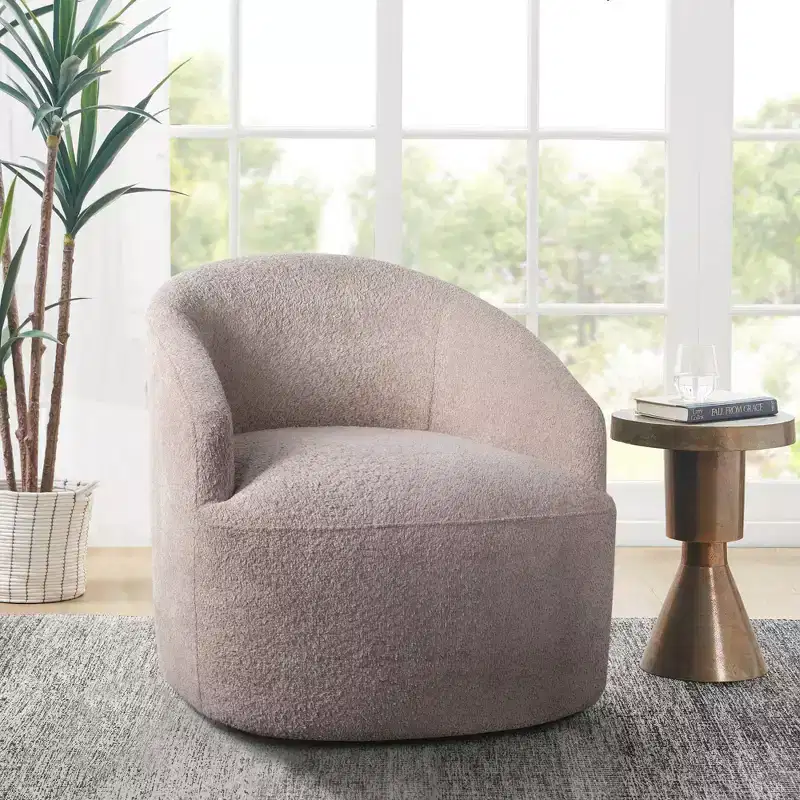 Upholstered 360° Swivel Chair with High-Density Foam Cushion