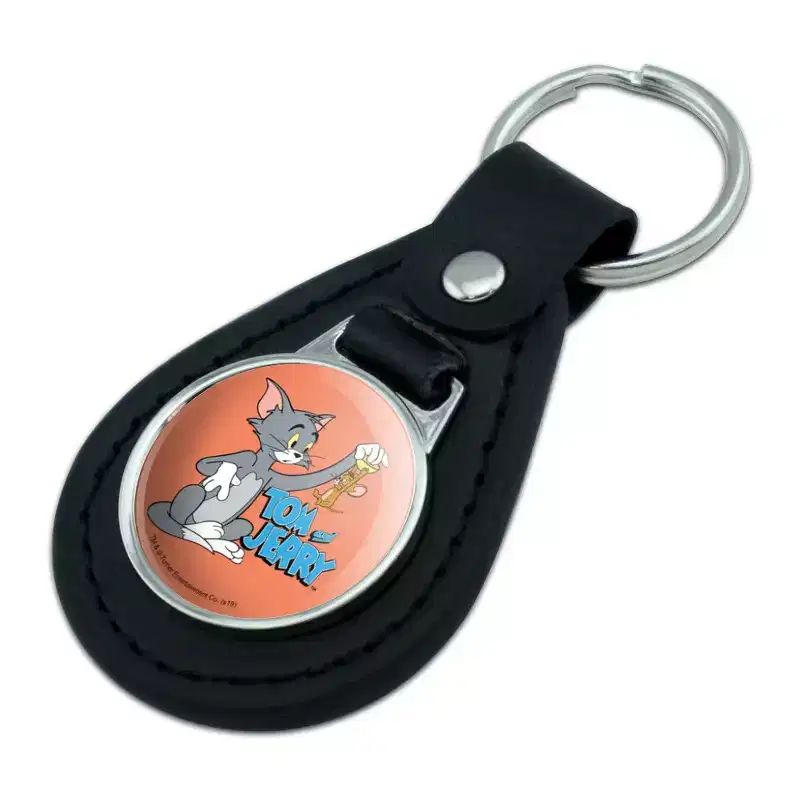 Tom And Jerry Best Friends Black Leather Keychain