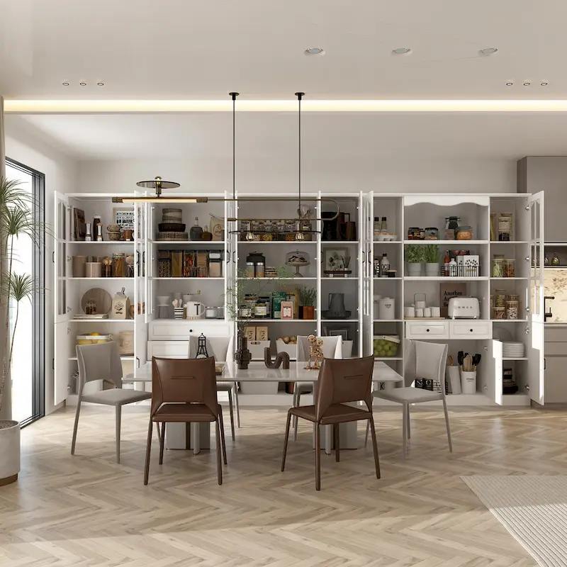 Kitchen Cabinet Clear Visibility Tempered Glass Showcase Cabinet