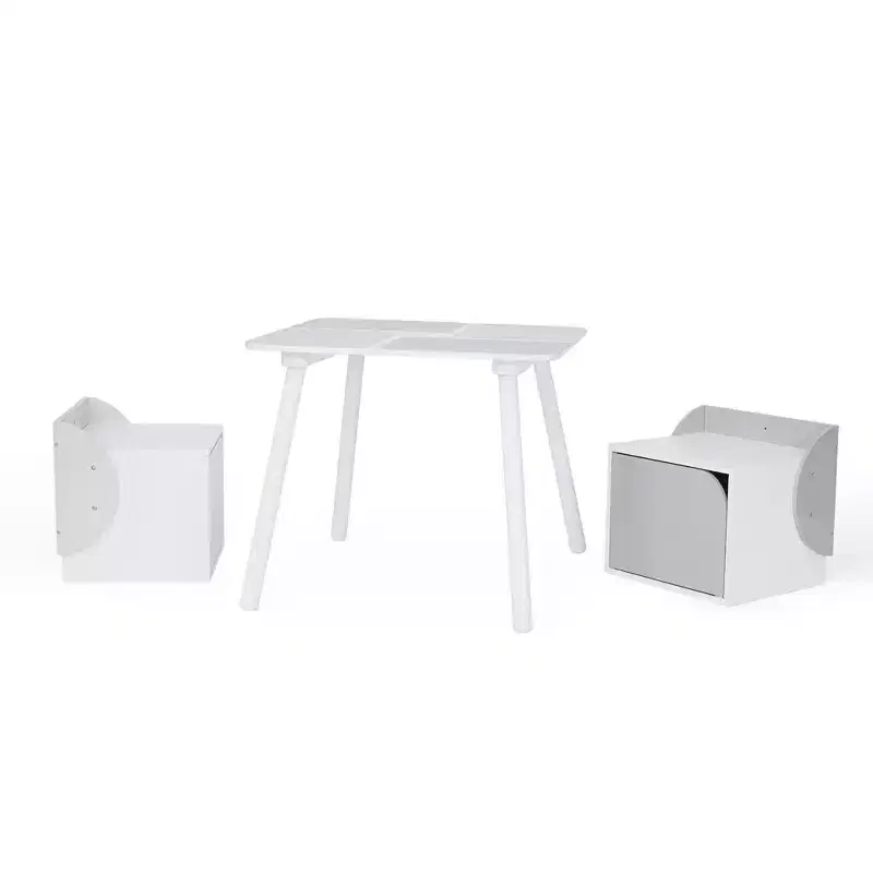 Fantasy Fields by Teamson Kids - Biscay Bricks Table & Chairs Kids Furniture - Grey
