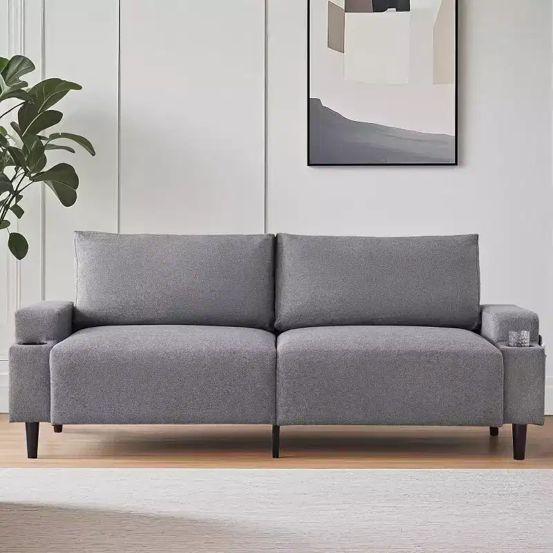 Acekool 81 Comfort Loveseat Sofa, 3-Seater with Cup Holders & Storage Pockets, Deep Cushions for Living Room, Bedroom
