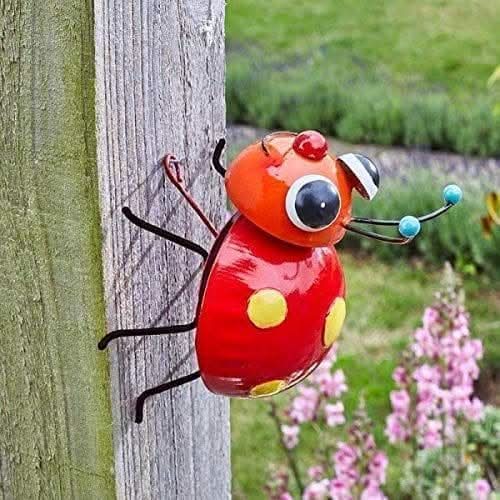 Novelty Hand Painted Steel Garden Wall Decor Art - Large Crazee Ladybug