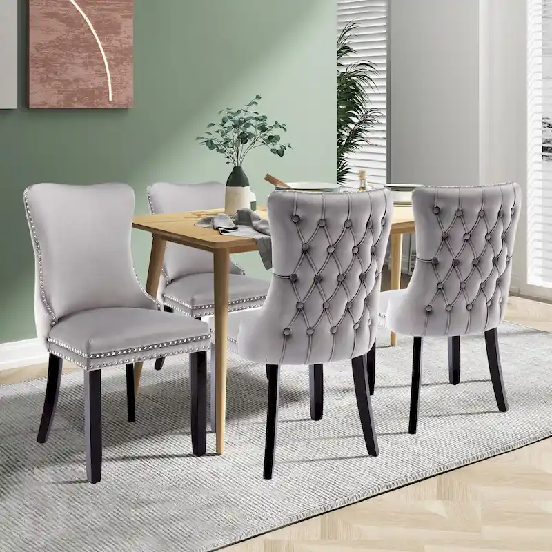 KATA Velvet Upholstered Wingback Dining Chairs Set of 4