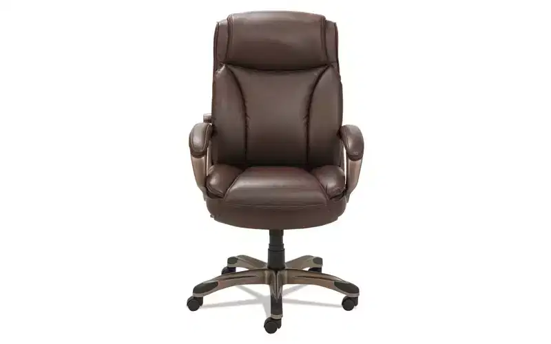 Alera Alera Veon Series Executive High-Back Bonded Leather Chair, Supports Up to 275 lb, Brown Seat/Back, Bronze Base