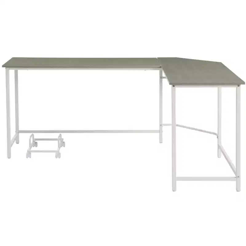 HomeRoots 66 Gray and White L Shape Computer Desk