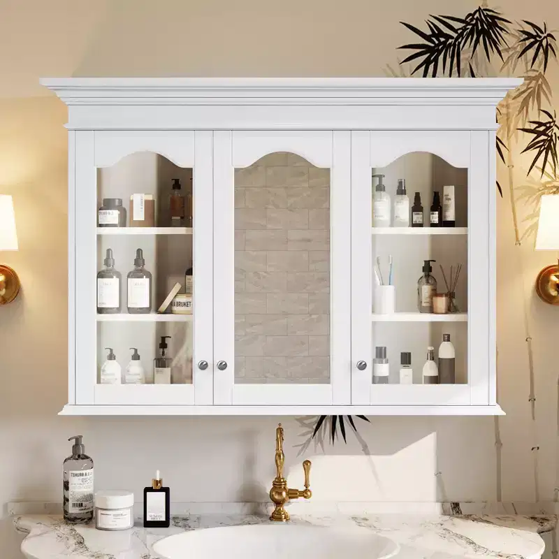 GDFStudio Zayne 40 Medicine Cabinet with 3 Mirrored Doors and 6 Adjustable Shelves