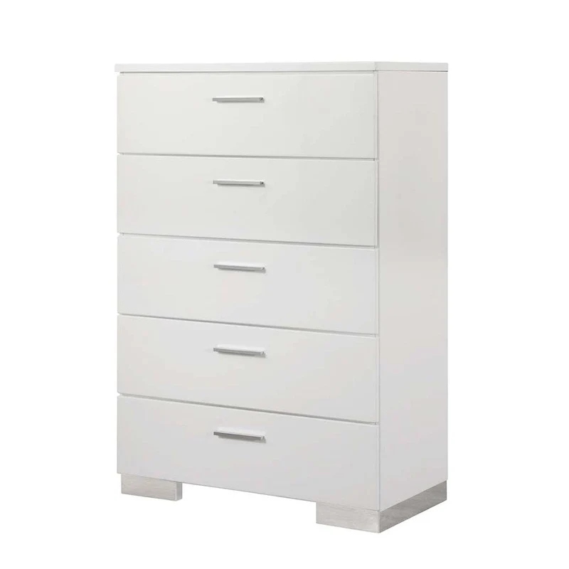 August Glossy White 6-piece Panel Bedroom Set