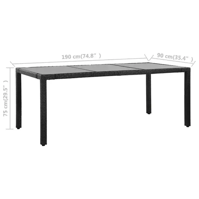 vidaXL Dining Set PE rattan, Steel, Tempered Glass Large