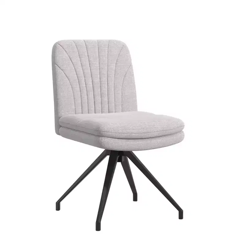 VECELO Upholstered Office Desk Chair Cross Legged Chair with Wide Padded Seat, Modern Computer Task Chair Gray/Beige