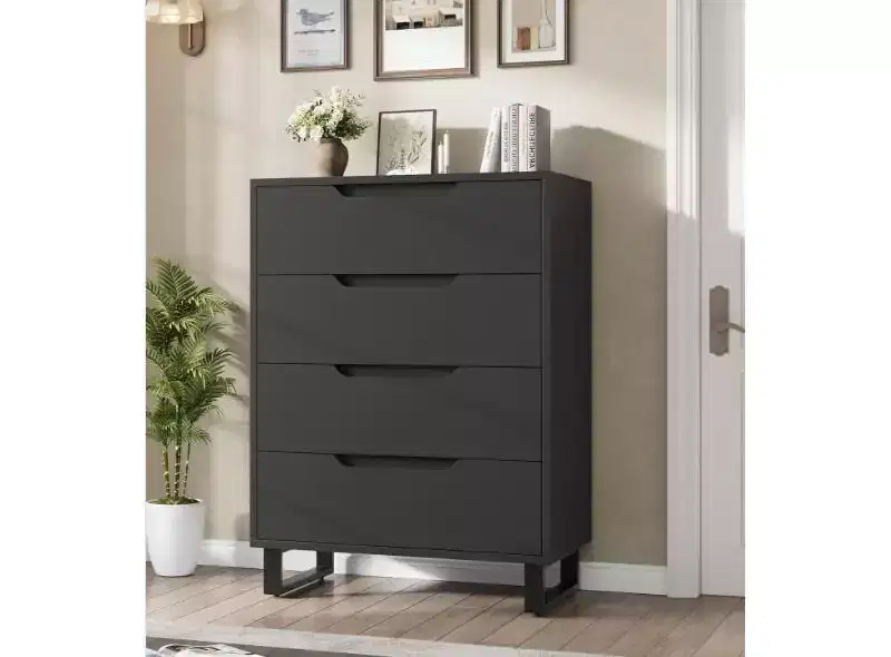 4-Drawer Particleboard Dresser with Metal Legs