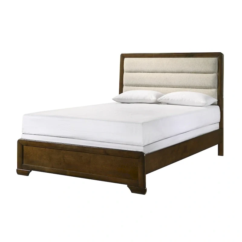 Jimmy 4 Piece Brown Beige Upholstered Panel Bedroom Set