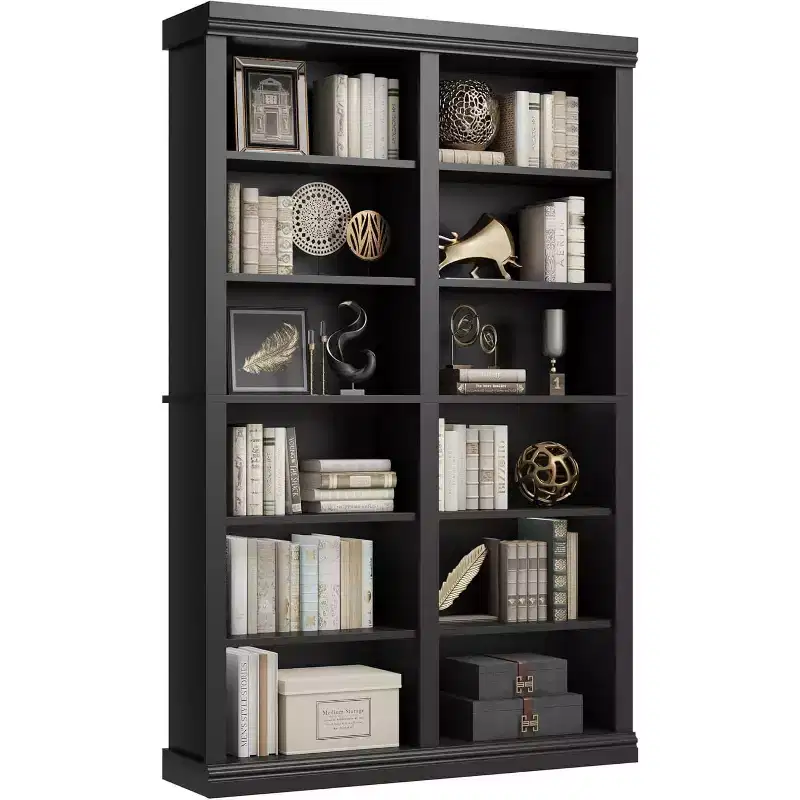 74.5 High Bookshelf, 6-Tier Double-Width Bookcase with 12 Compartments, Large Freestanding Bookcase for Living Room, Office, Library