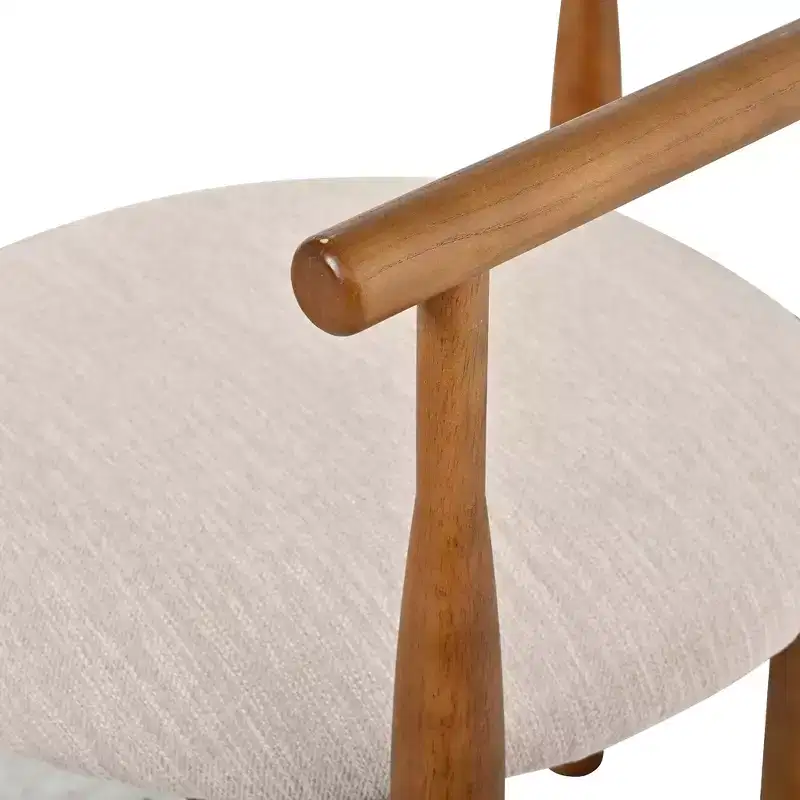 GDFStudio Katya Mid-Century Modern Rubberwood Upholstered Dining Chairs with Curved Backrest (Set of 2)
