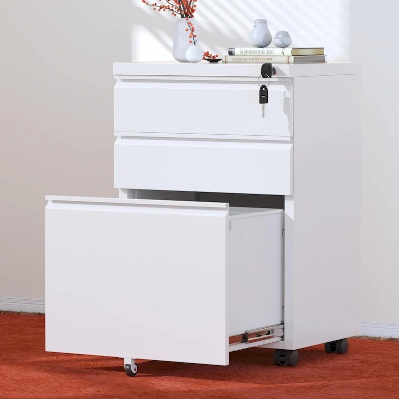3 Drawer Mobile File Cabinet Lockable Storage Cabinet