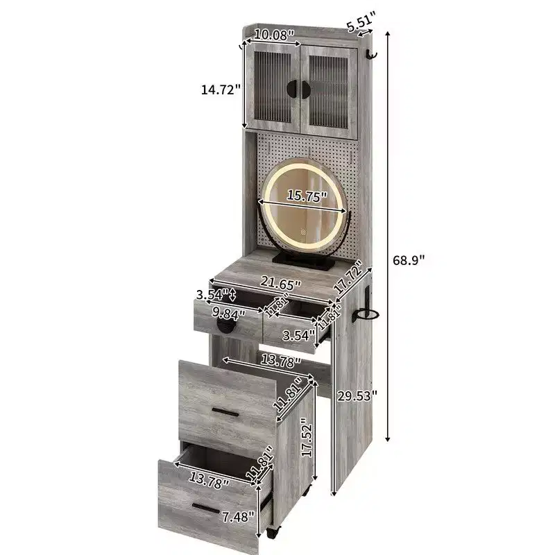 Karl Home Makeup Vanity Set with LED Lights and Power Outlets