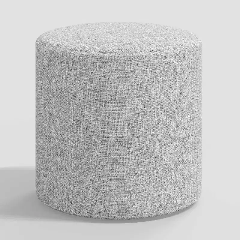 Round Ottoman in Textured Linen
