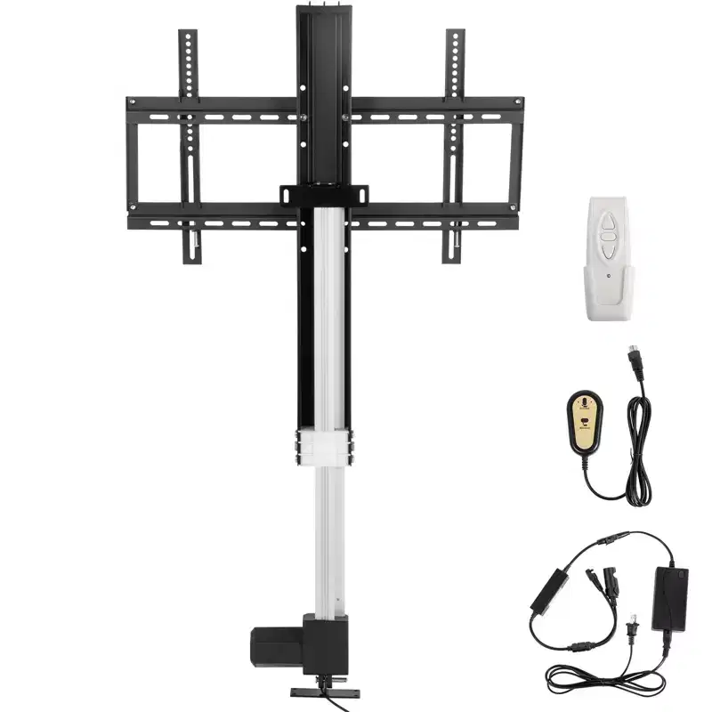 Automated TV Elevator, 31 Stroke for Up to 60 Screens, Adjustable Height 42-73, Remote Controlled, Supports 132 lbs, Black