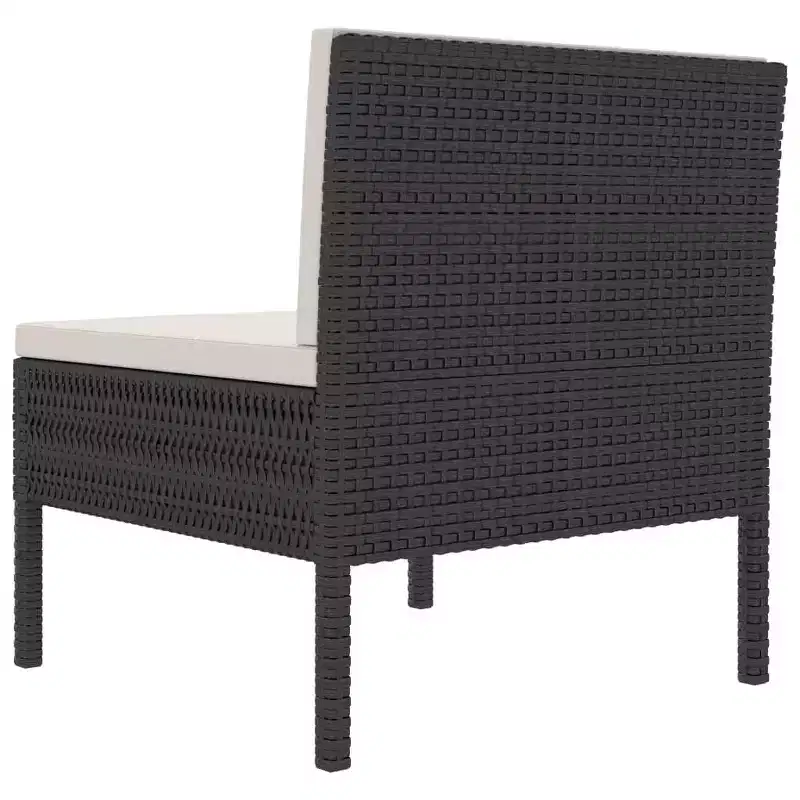 vidaXL Patio Chairs 3 Pcs Rattan Conversation Chair with Cushions Poly Rattan