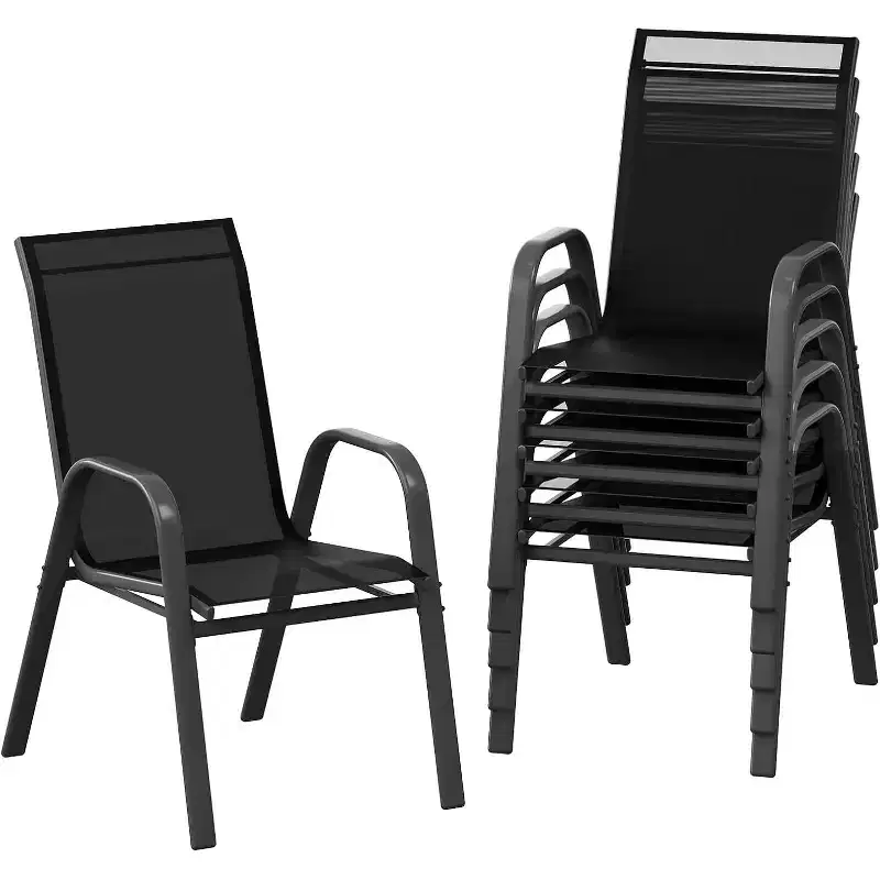 Patio Chairs,Outdoor Stackable Dining Chairs Set of 4/6 All Weather Lightweight Textilene Outdoor Chair Sets with Armrests for Backyard,Pool Deck
